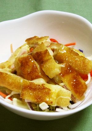 ハムチーズ入りパリパリ揚げのせ野菜サラダ-レシピのメイン写真