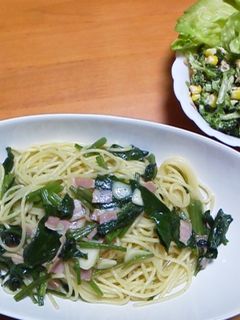 ほうれん草とベーコンのペペロンチーノ-レシピのメイン写真