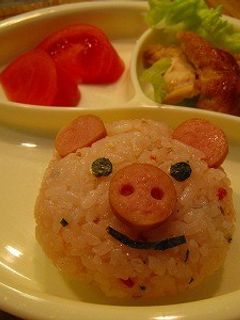 ブタちゃんおにぎり♪-レシピのメイン写真
