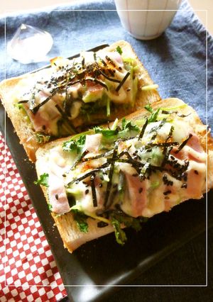 三つ葉とベーコンの和風トースト-レシピのメイン写真