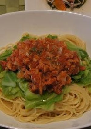 春キャベツとツナのトマトソースパスタ-レシピのメイン写真