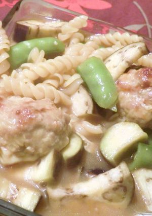 肉団子と茄子のカレースープパスタ-レシピのメイン写真