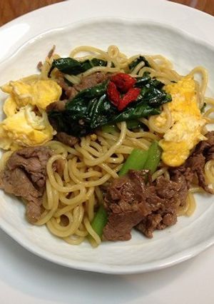 小松菜と牛肉のオイスターソース焼きそば-レシピのメイン写真