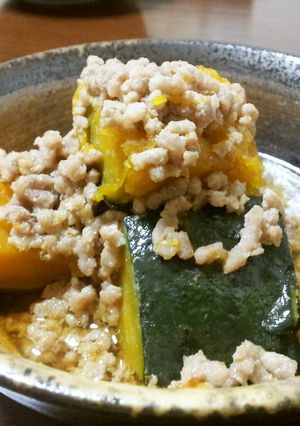 ひき肉とカボチャの煮物-レシピのメイン写真