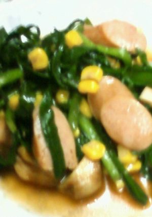 ウィンナーとニラコーンのにんいく醤油炒め-レシピのメイン写真