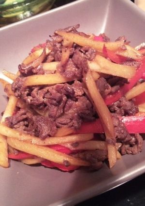 薄切り牛肉でチンジャオロース風〜-レシピのメイン写真