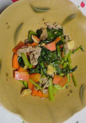 のらぼう菜と豚肉の炒め物-レシピのメイン写真