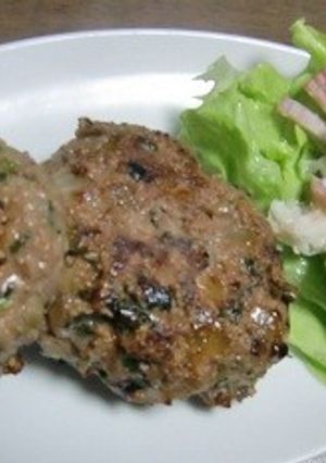 菜の花と新玉ねぎ入り、合い挽き肉のバーグ-レシピのメイン写真