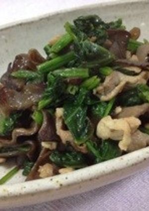 生きくらげと豚肉とほうれん草炒め-レシピのメイン写真