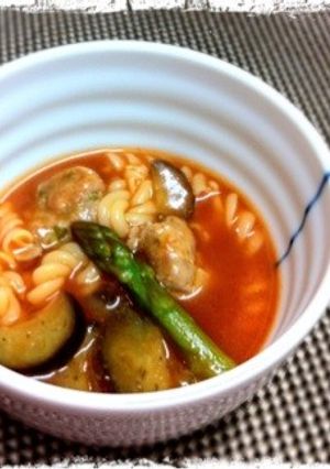 ミートボール＆ナスのスープパスタ☆-レシピのメイン写真