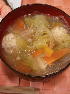 鶏団子とはるさめのお味噌汁-レシピのメイン写真