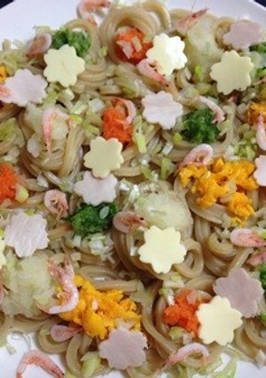 桜の花ちらし生姜うどん-レシピのメイン写真