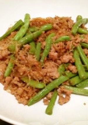 ご飯が進む☆いんげんとひき肉の春雨炒め-レシピのメイン写真
