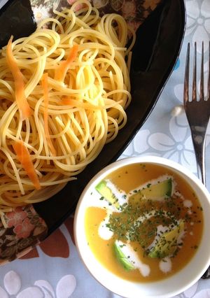 とろ〜りアボカドポタージュのつけ麺風♪-レシピのメイン写真