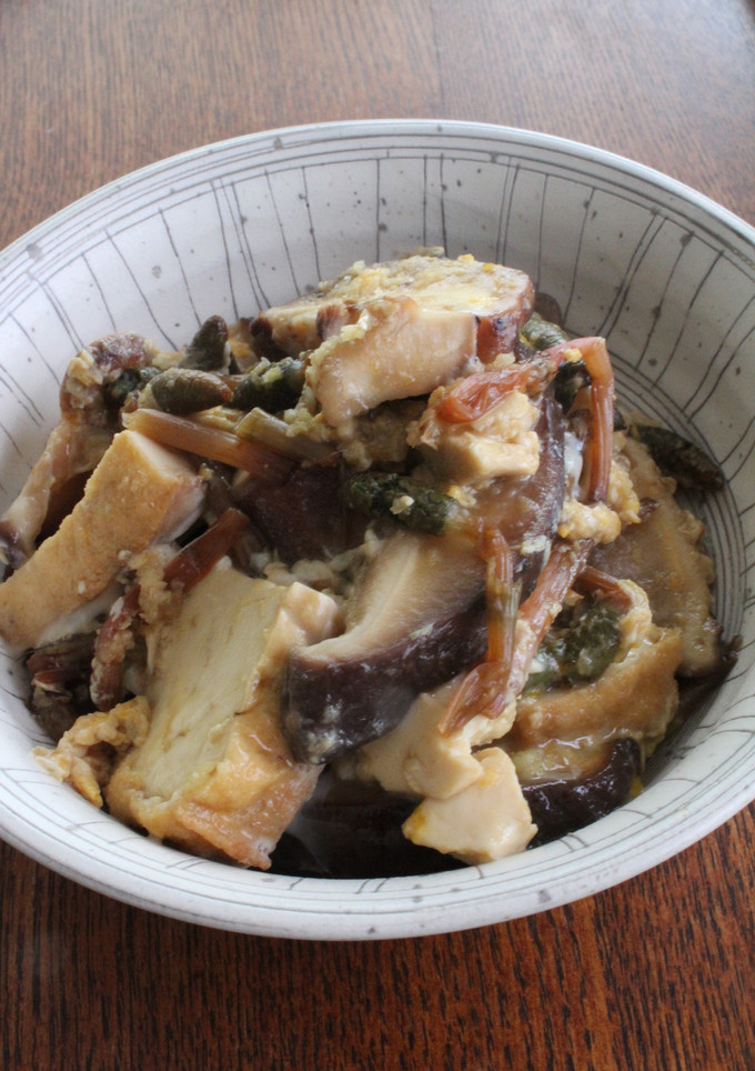 丼にも！土筆生しいたけ厚揚げの卵とじ-レシピのメイン写真