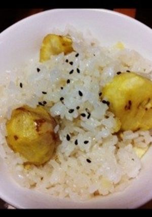 材料３つ。栗ごはん-レシピのメイン写真