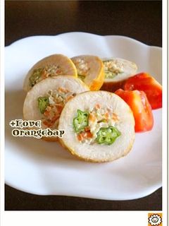 ロールチキン【オクラ+ごぼうサラダ】-レシピのメイン写真