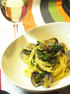 菜の花とあさりの酒蒸しチーズパスタ-レシピのメイン写真