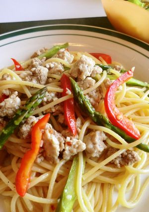 ✿アスパラとひき肉の彩パスタ✿-レシピのメイン写真