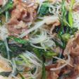 塩麹豚肉と春菊の簡単ビーフン炒め
