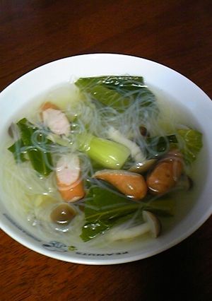おかんの味 チンゲンサイと春雨のスープ-レシピのメイン写真