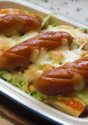 ♬ウインナーとパンのマヨケチャ焼き♫-レシピのメイン写真
