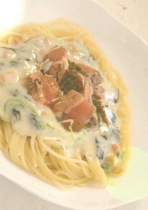 クリームパスタ~サーモンを添えて~-レシピのメイン写真