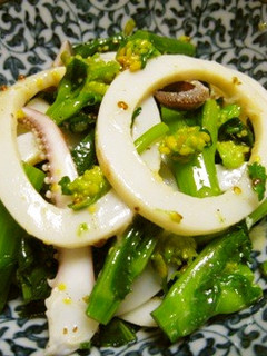 ゲソも使って!イカと菜花のマスタードあえ-レシピのメイン写真