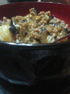 ナスと挽き肉で♪甘辛味噌丼-レシピのメイン写真