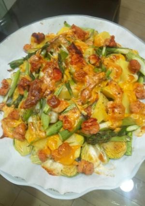 芽キャベツアスパラじゃがのめんたいチーズ-レシピのメイン写真