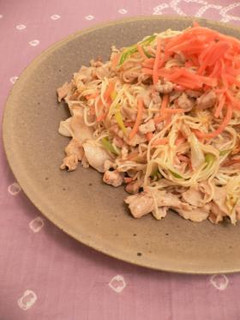 紅しょうがと豚肉とネギの焼きそうめん-レシピのメイン写真