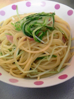 お手軽!ベーコンと水菜の和風パスタ♪-レシピのメイン写真