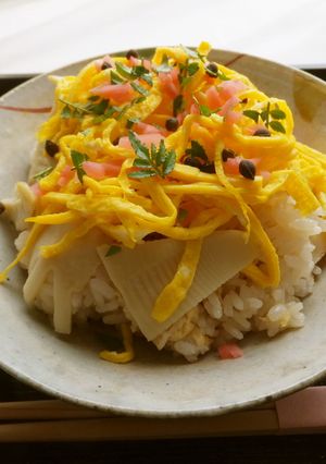 筍ごはん*錦糸卵で華やかに♪-レシピのメイン写真