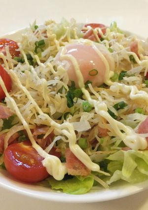 ◆半熟卵とベーコンの野菜サラダ◆-レシピのメイン写真