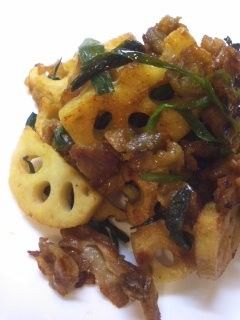 蓮根と豚バラのカレー炒め-レシピのメイン写真