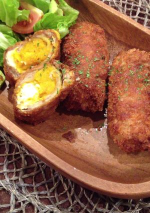 簡単♪かぼちゃとチーズ入り♡豚巻き揚げ-レシピのメイン写真