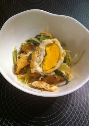 お揚げと水菜の煮物~卵入り袋つき♪~-レシピのメイン写真