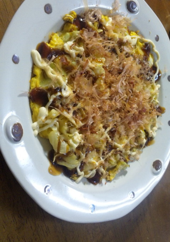 これが余り物？キャベツと卵のお好み焼き風-レシピのメイン写真