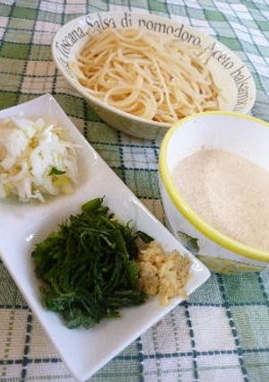 胡麻マヨ麺つゆたれで　つけパスタ-レシピのメイン写真