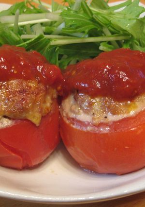 トマトの肉詰めオーブン焼き-レシピのメイン写真