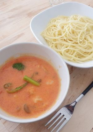 なんちゃってトマトクリームつけ麺パスタ-レシピのメイン写真