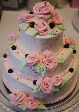 ウェディングケーキ☆ピンクのバラ-レシピのメイン写真
