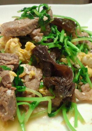 豆苗と牛肉の炒め物-レシピのメイン写真