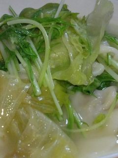 レタスとみず菜の餃子スープ♪-レシピのメイン写真