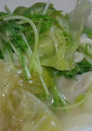 レタスとみず菜の餃子スープ♪-レシピのメイン写真