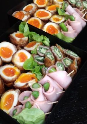 お花見弁当！とろとろ〜♪半熟卵肉巻き-レシピのメイン写真