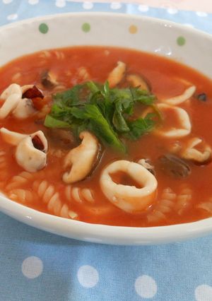 ヤリイカと大葉のトマトパスタ-レシピのメイン写真
