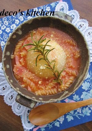 丸ごと新玉ねぎのトマトスープパスタ♪-レシピのメイン写真