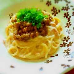 鮭フレークと納豆のクリームパスタ-レシピのメイン写真