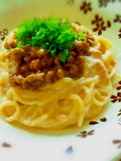 鮭フレークと納豆のクリームパスタ-レシピのメイン写真